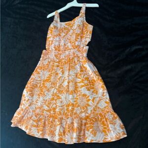 Cat & Jack Orange and White Floral Dress